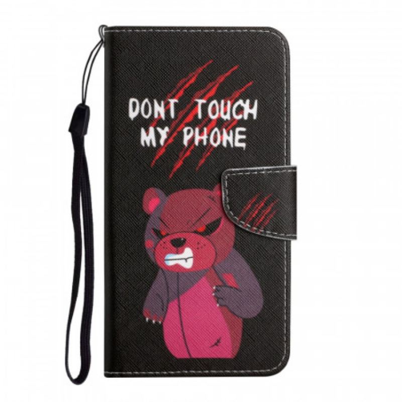 Capa De Couro Para Xiaomi Redmi Note 11 Pro Plus 5G Urso Não Toque No Meu Telefone