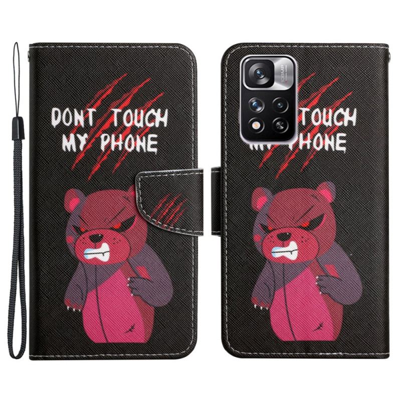 Capa De Couro Para Xiaomi Redmi Note 11 Pro Plus 5G Urso Não Toque No Meu Telefone