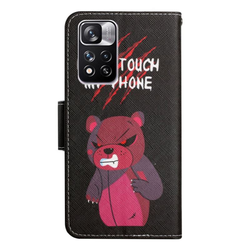 Capa De Couro Para Xiaomi Redmi Note 11 Pro Plus 5G Urso Não Toque No Meu Telefone