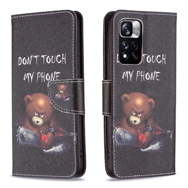 Capa De Couro Para Xiaomi Redmi Note 11 Pro Plus 5G Urso Perigoso