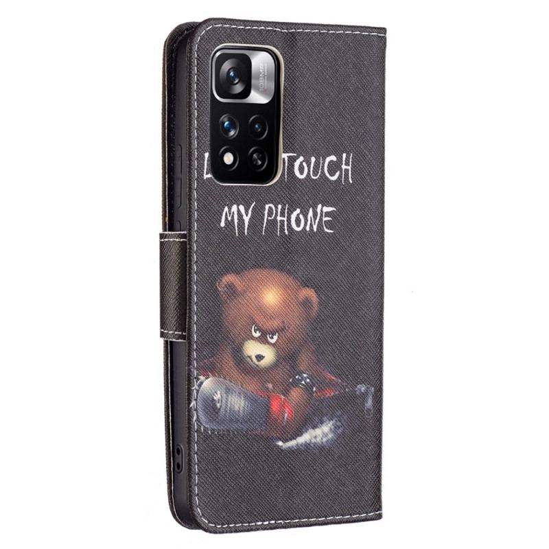 Capa De Couro Para Xiaomi Redmi Note 11 Pro Plus 5G Urso Perigoso