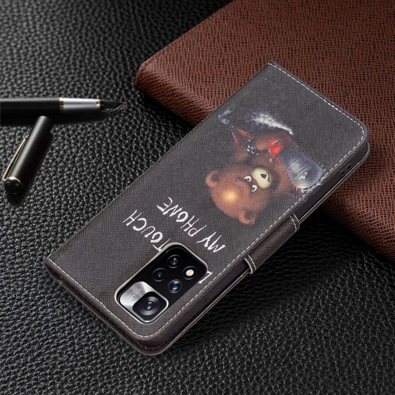 Capa De Couro Para Xiaomi Redmi Note 11 Pro Plus 5G Urso Perigoso