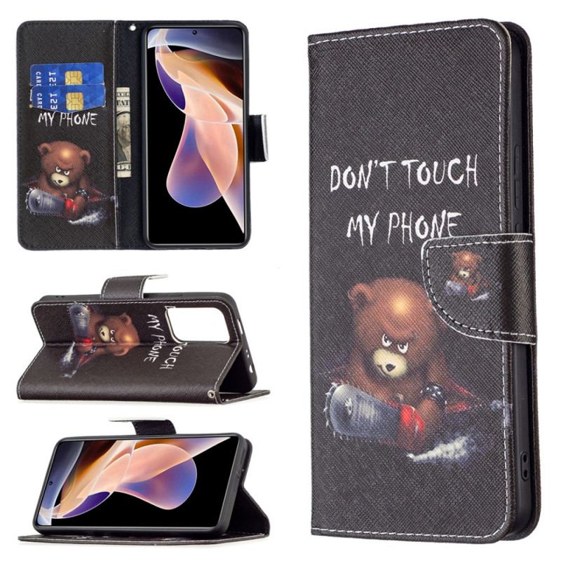 Capa De Couro Para Xiaomi Redmi Note 11 Pro Plus 5G Urso Perigoso