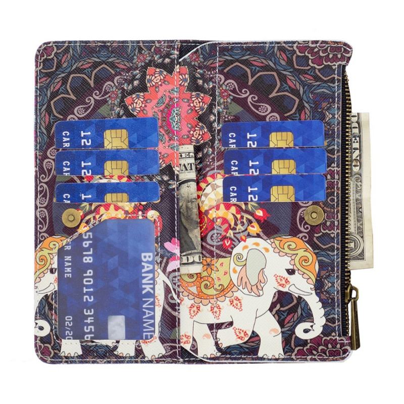 Capa Em Pele Para Xiaomi Redmi Note 11 Pro Plus 5G Bolso Elefante Com Zíper