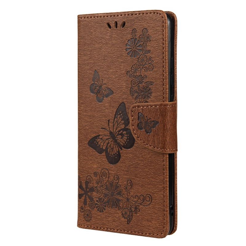 Capa Em Pele Para Xiaomi Redmi Note 11 Pro Plus 5G Borboletas