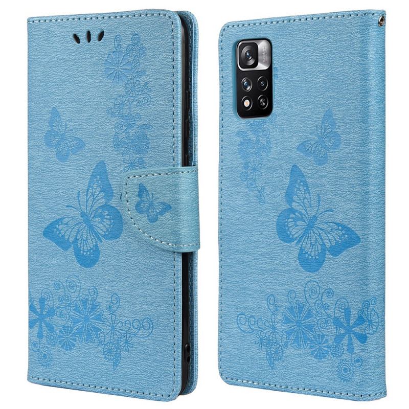 Capa Em Pele Para Xiaomi Redmi Note 11 Pro Plus 5G Borboletas