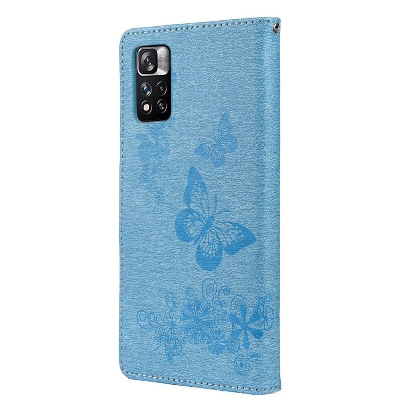 Capa Em Pele Para Xiaomi Redmi Note 11 Pro Plus 5G Borboletas