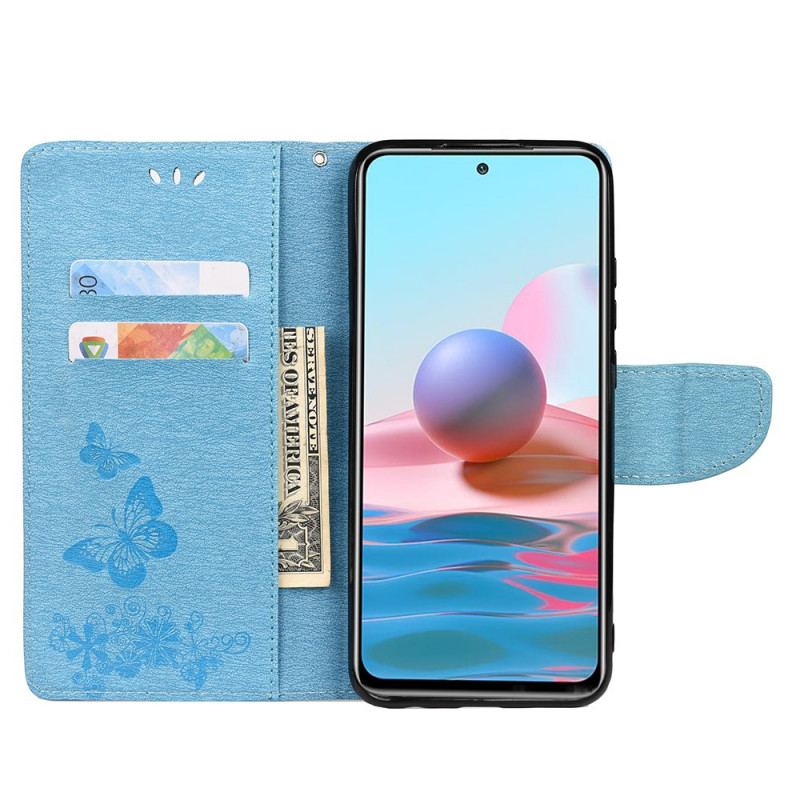 Capa Em Pele Para Xiaomi Redmi Note 11 Pro Plus 5G Borboletas