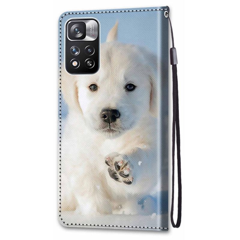 Capa Em Pele Para Xiaomi Redmi Note 11 Pro Plus 5G De Cordão Cachorro Tanga