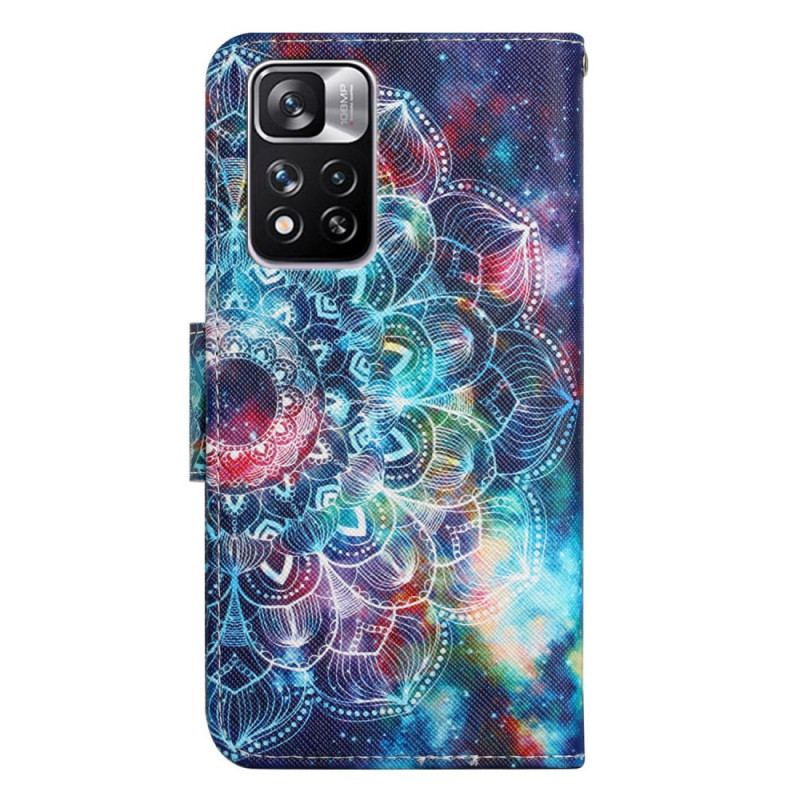 Capa Em Pele Para Xiaomi Redmi Note 11 Pro Plus 5G De Cordão Mandala De Tiras Chamativas