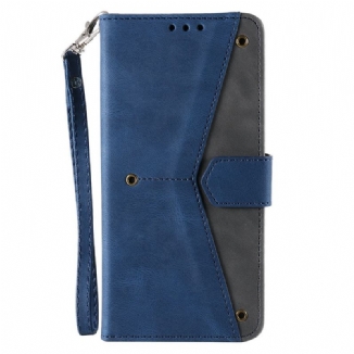 Capa Em Pele Para Xiaomi Redmi Note 11 Pro Plus 5G Costuras Com Toque De Pele