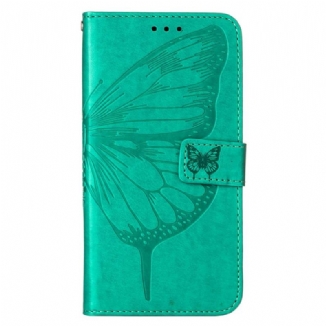 Capa Em Pele Para Xiaomi Redmi Note 11 Pro Plus 5G Design De Borboleta Com Cordão