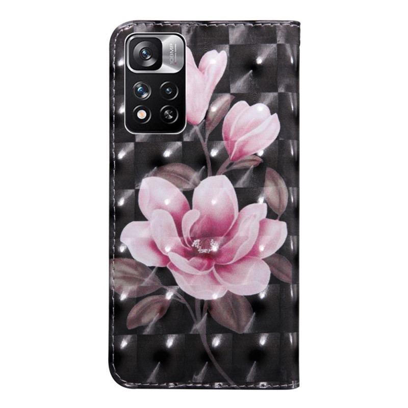 Capa Em Pele Para Xiaomi Redmi Note 11 Pro Plus 5G Flores Em Flor