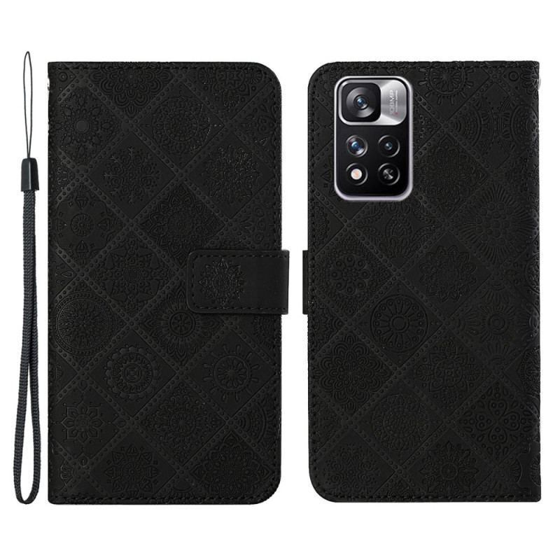 Capa Em Pele Para Xiaomi Redmi Note 11 Pro Plus 5G Padrão De Tapeçaria