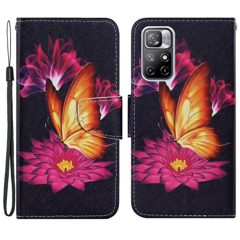 Capa Flip Para Xiaomi Redmi Note 11 Pro Plus 5G Borboleta E Lótus