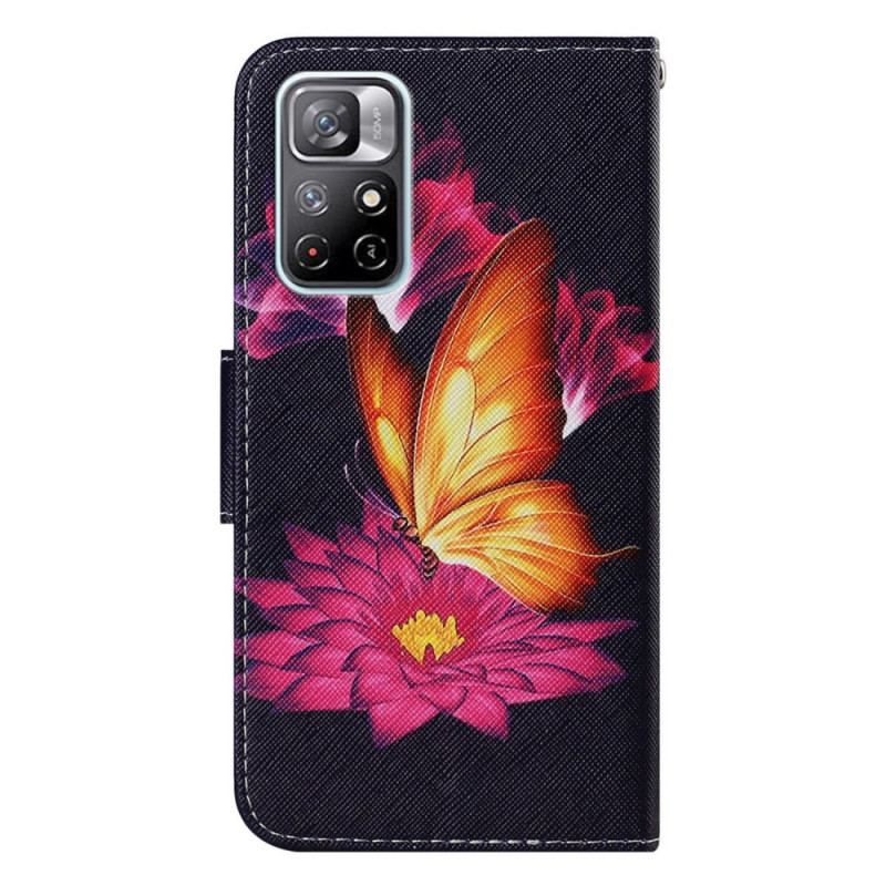 Capa Flip Para Xiaomi Redmi Note 11 Pro Plus 5G Borboleta E Lótus