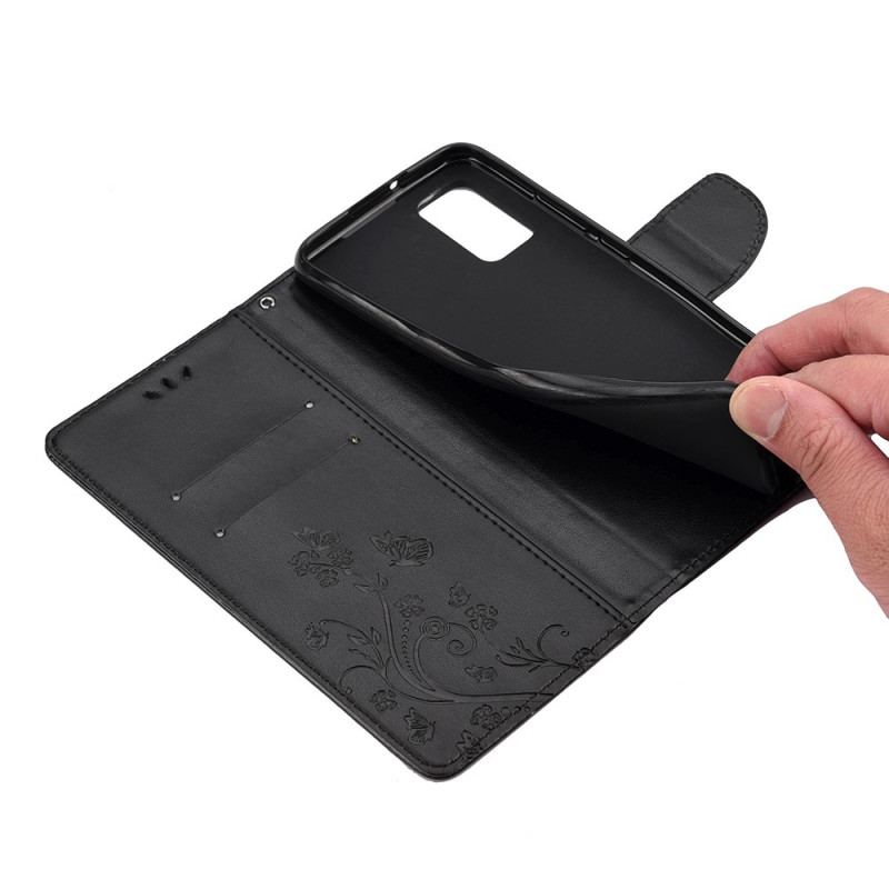 Capa Flip Para Xiaomi Redmi Note 11 Pro Plus 5G Borboletas E Flores