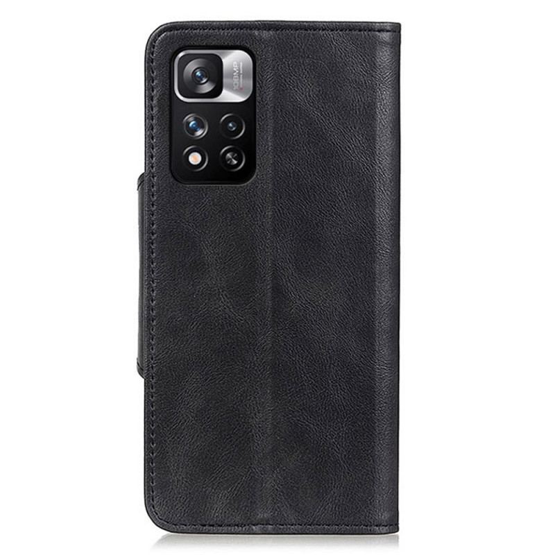 Capa Flip Para Xiaomi Redmi Note 11 Pro Plus 5G Botão De Couro Falso