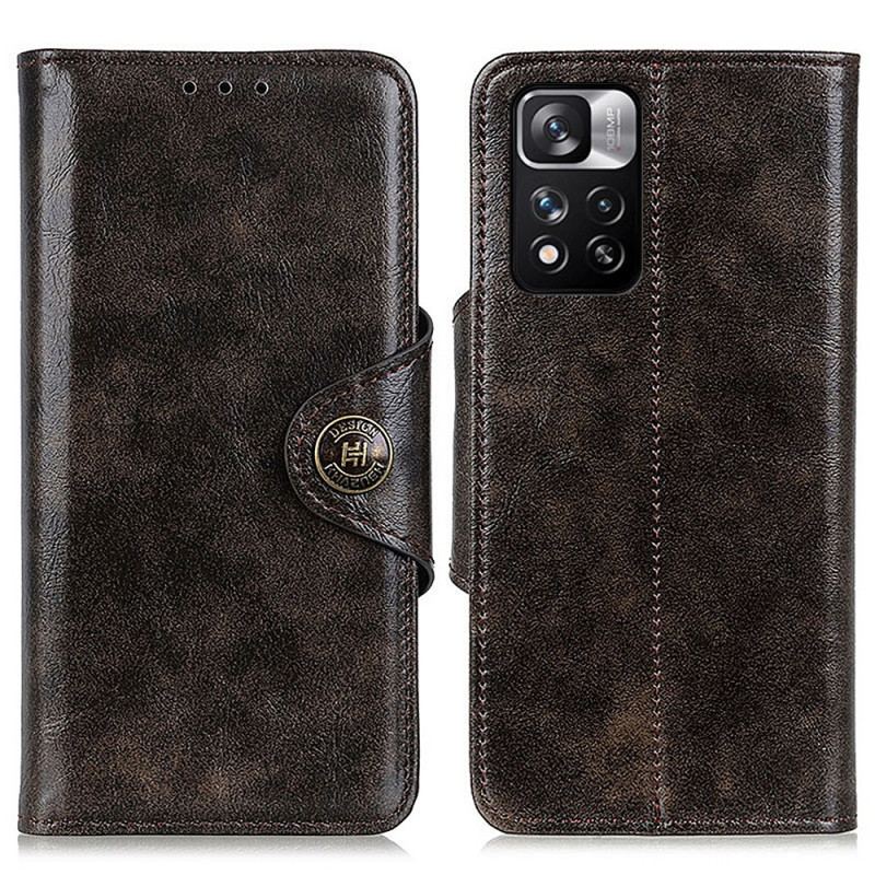 Capa Flip Para Xiaomi Redmi Note 11 Pro Plus 5G Botão Envernizado Imitação De Couro Khazneh