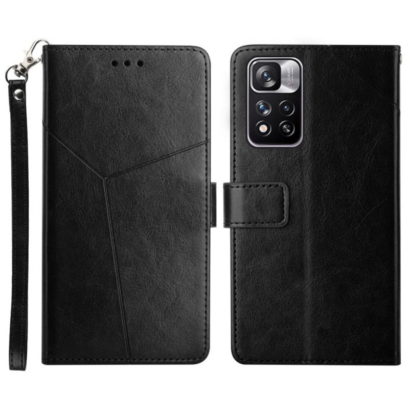 Capa Flip Para Xiaomi Redmi Note 11 Pro Plus 5G De Cordão Estilo De Couro Geométrico Com Tiras