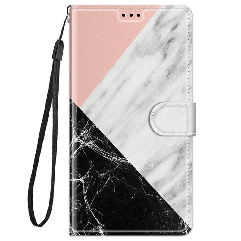 Capa Flip Para Xiaomi Redmi Note 11 Pro Plus 5G De Cordão Strappy Marble Elegance