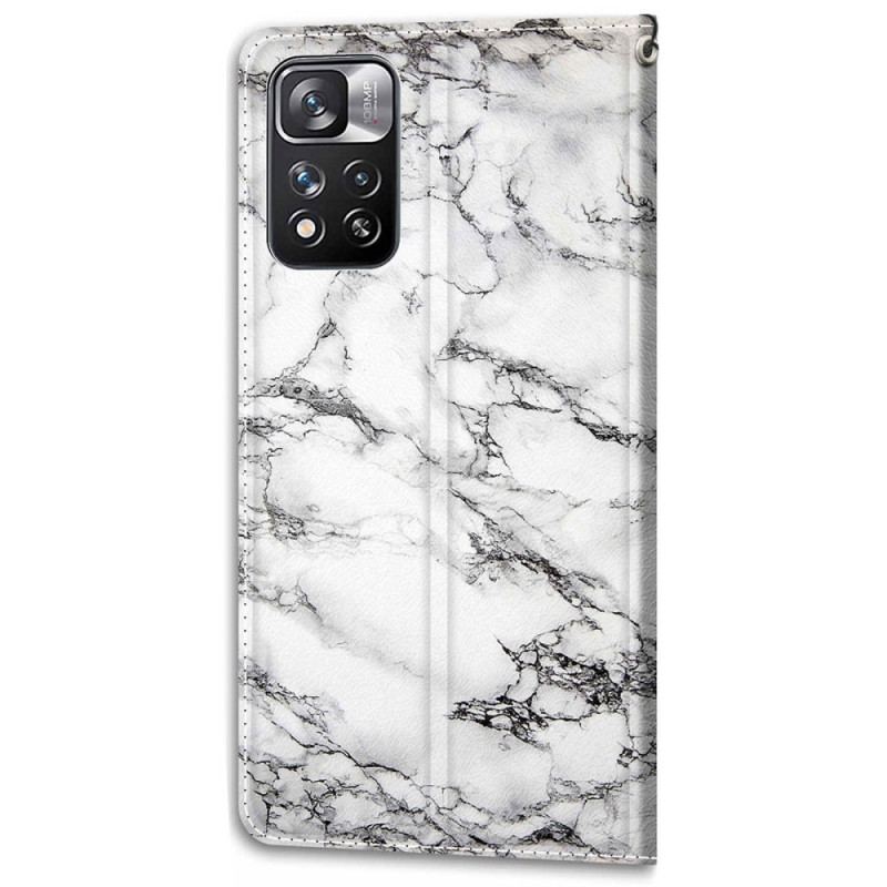 Capa Flip Para Xiaomi Redmi Note 11 Pro Plus 5G De Cordão Strappy Marble Elegance