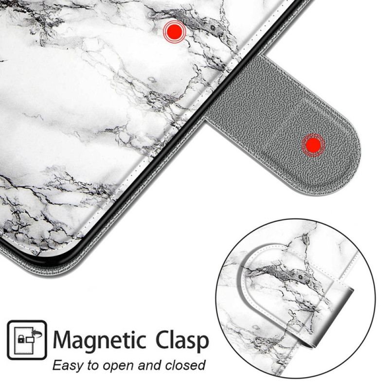 Capa Flip Para Xiaomi Redmi Note 11 Pro Plus 5G De Cordão Strappy Marble Elegance