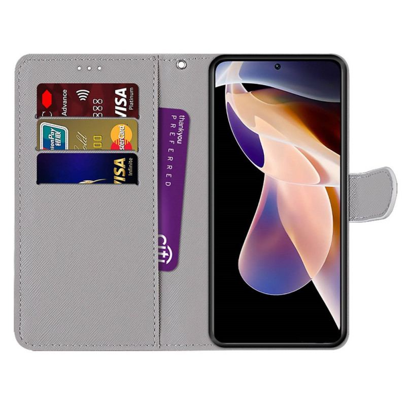 Capa Flip Para Xiaomi Redmi Note 11 Pro Plus 5G De Cordão Tiras De Folhas