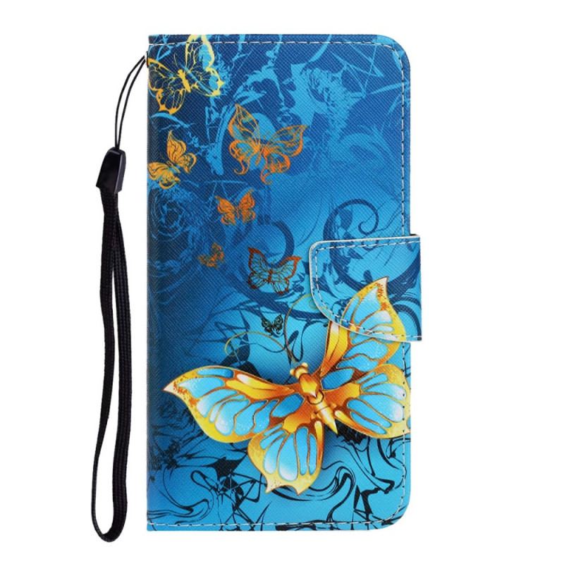 Capa Flip Para Xiaomi Redmi Note 11 Pro Plus 5G De Cordão Variações De Tiras Borboletas