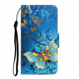 Capa Flip Para Xiaomi Redmi Note 11 Pro Plus 5G De Cordão Variações De Tiras Borboletas