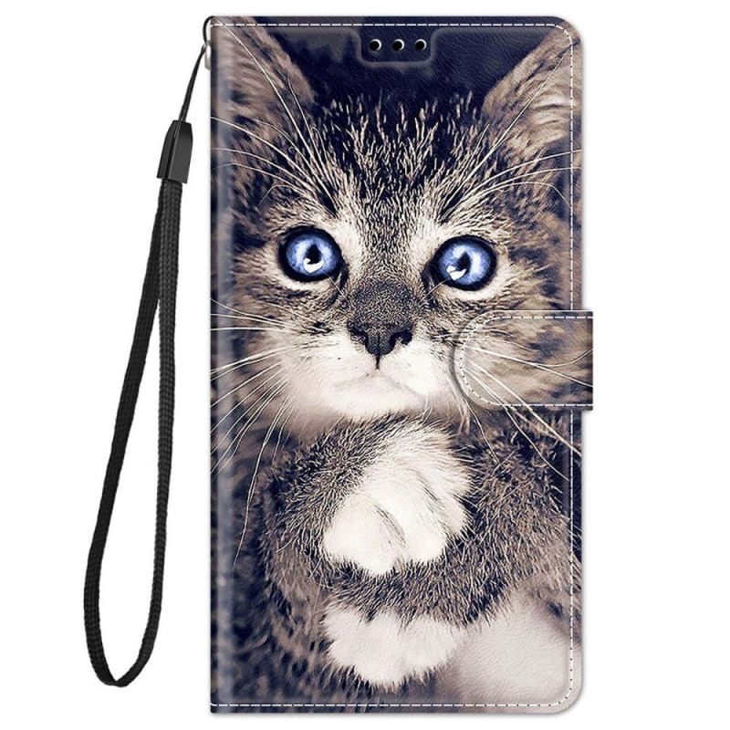 Capa Flip Para Xiaomi Redmi Note 11 Pro Plus 5G De Cordão Ventilador De Gato Tanga