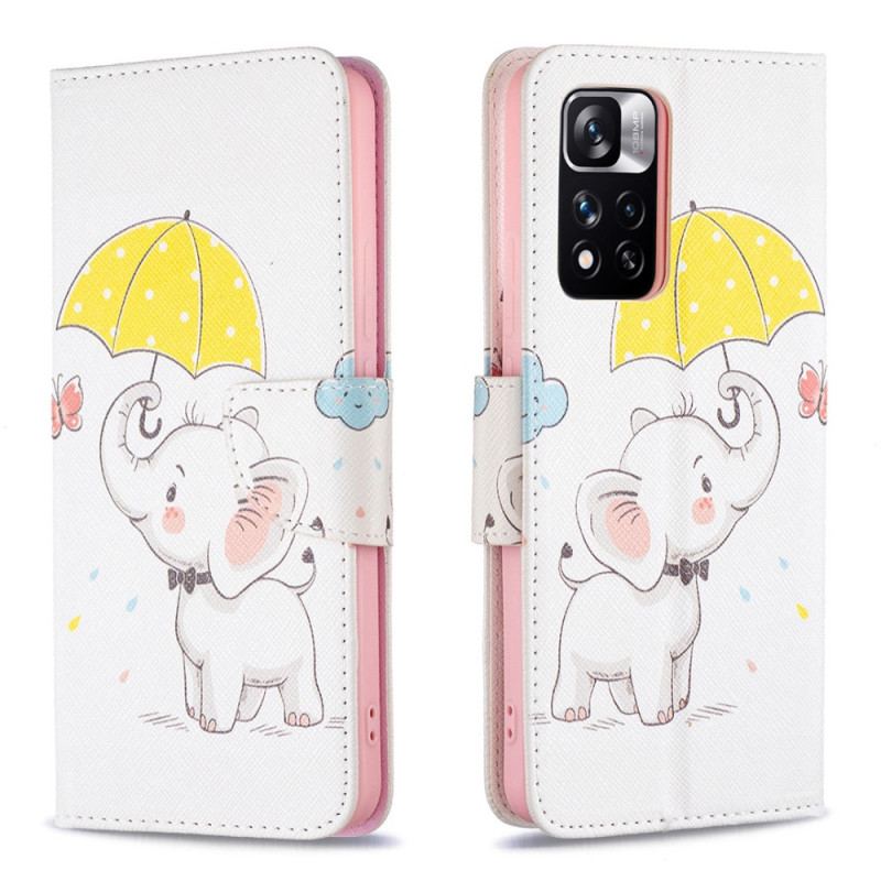 Capa Flip Para Xiaomi Redmi Note 11 Pro Plus 5G Elefante Bébé