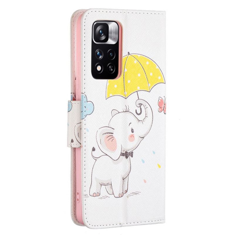 Capa Flip Para Xiaomi Redmi Note 11 Pro Plus 5G Elefante Bébé