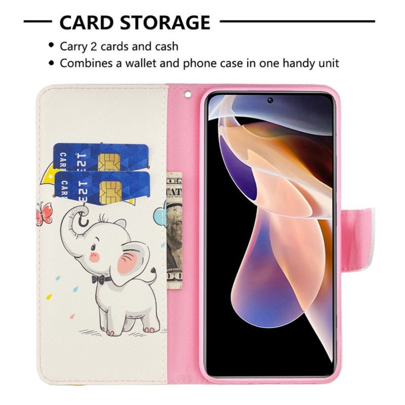 Capa Flip Para Xiaomi Redmi Note 11 Pro Plus 5G Elefante Bébé