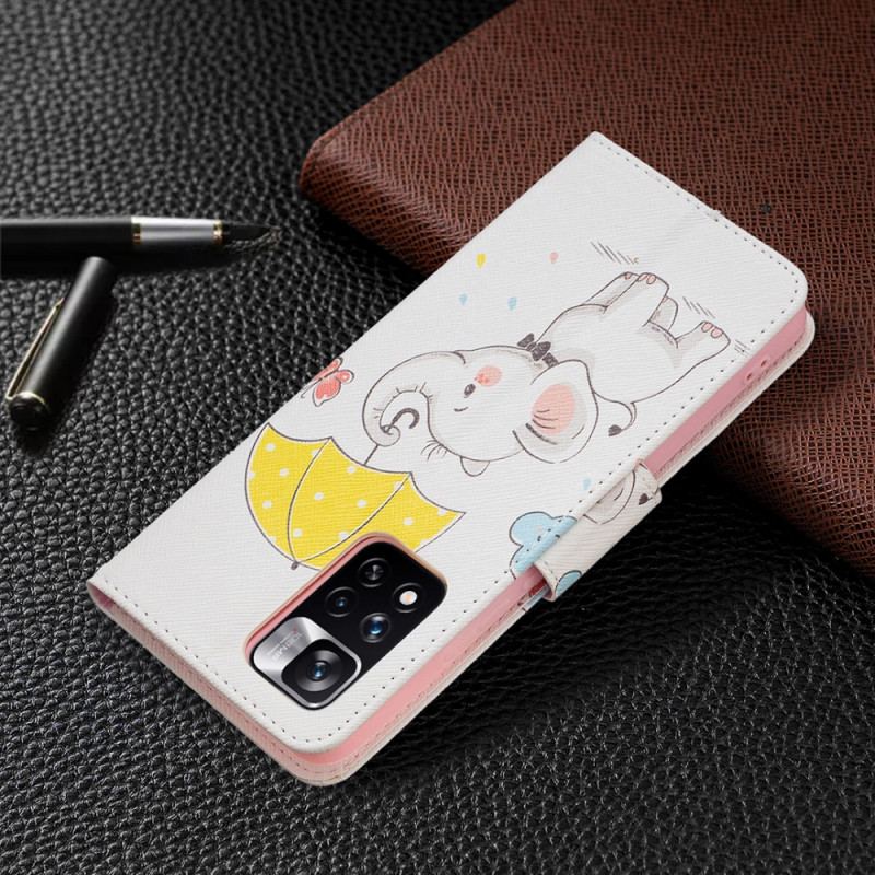 Capa Flip Para Xiaomi Redmi Note 11 Pro Plus 5G Elefante Bébé