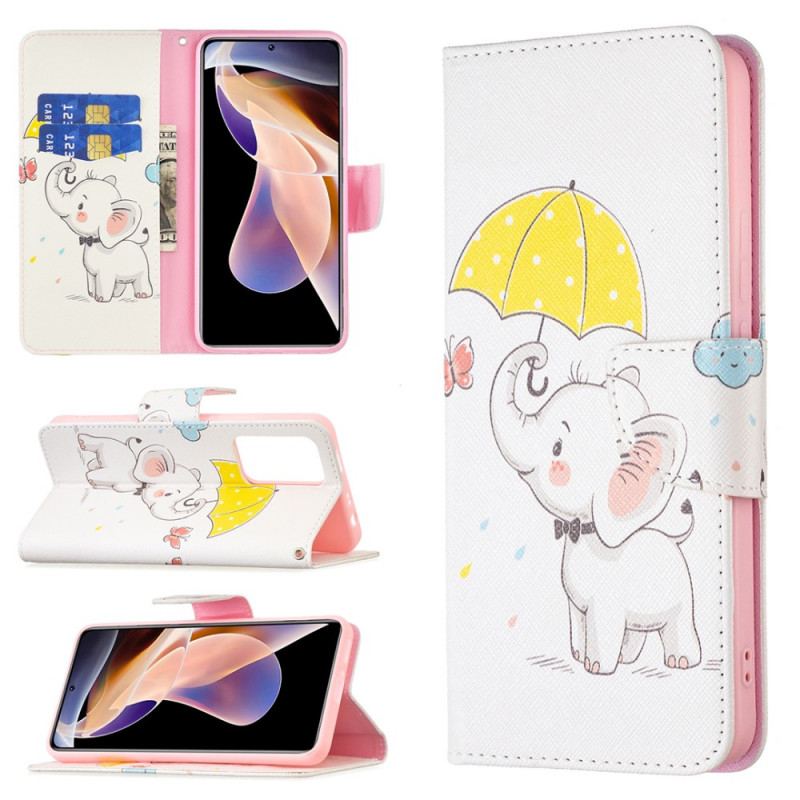 Capa Flip Para Xiaomi Redmi Note 11 Pro Plus 5G Elefante Bébé