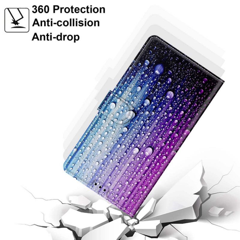 Capa Flip Para Xiaomi Redmi Note 11 Pro Plus 5G Gotas De Água Com Cordão