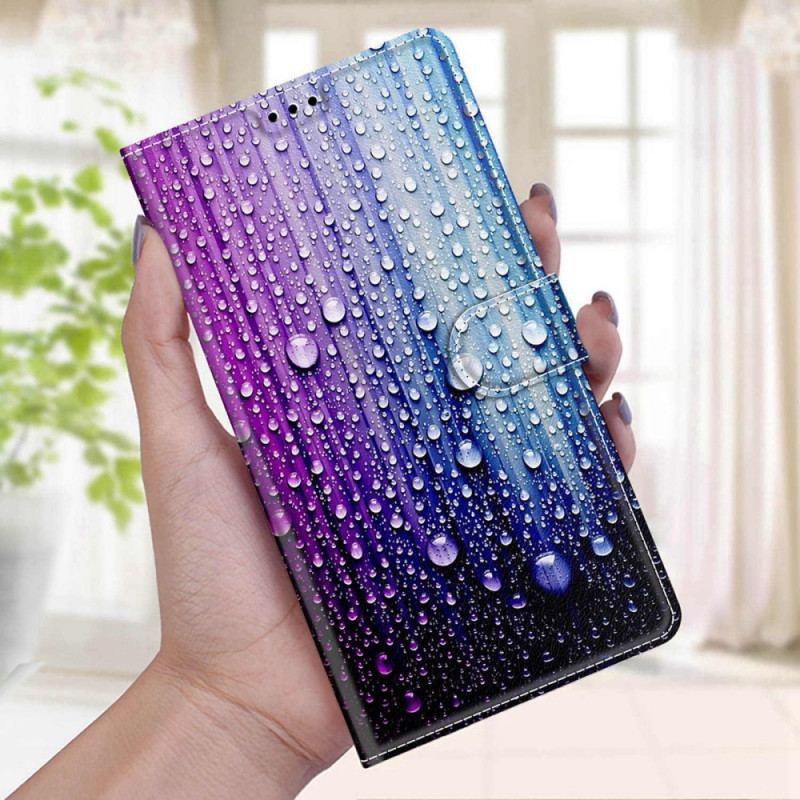 Capa Flip Para Xiaomi Redmi Note 11 Pro Plus 5G Gotas De Água Com Cordão