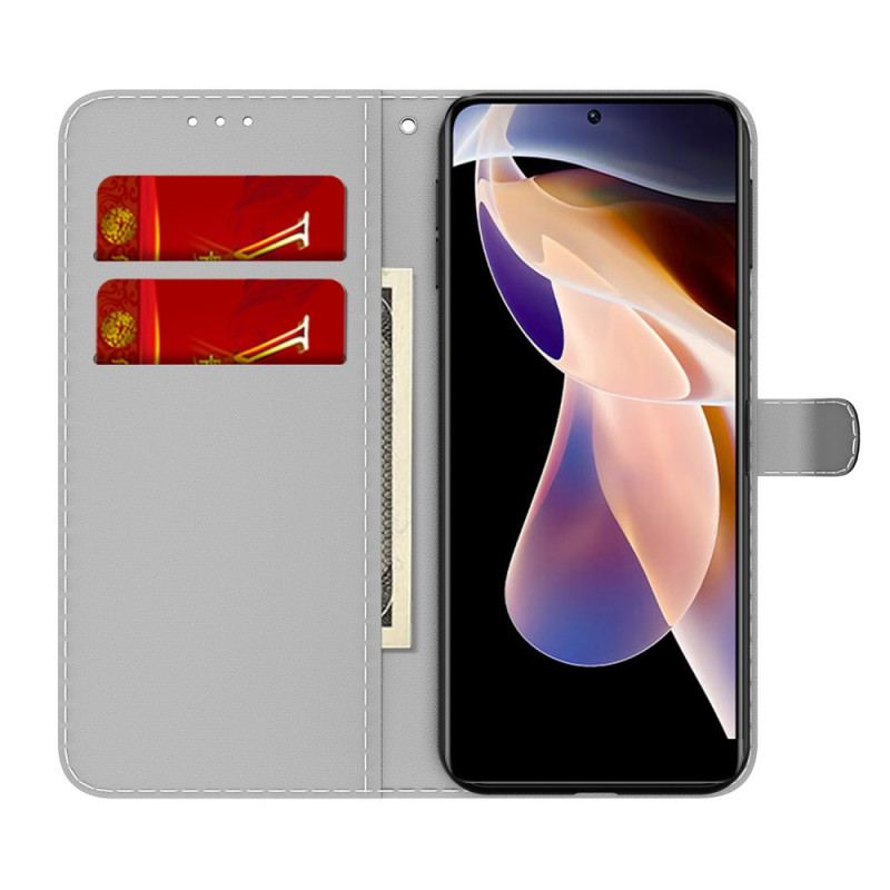 Capa Flip Para Xiaomi Redmi Note 11 Pro Plus 5G Padrão Abstrato