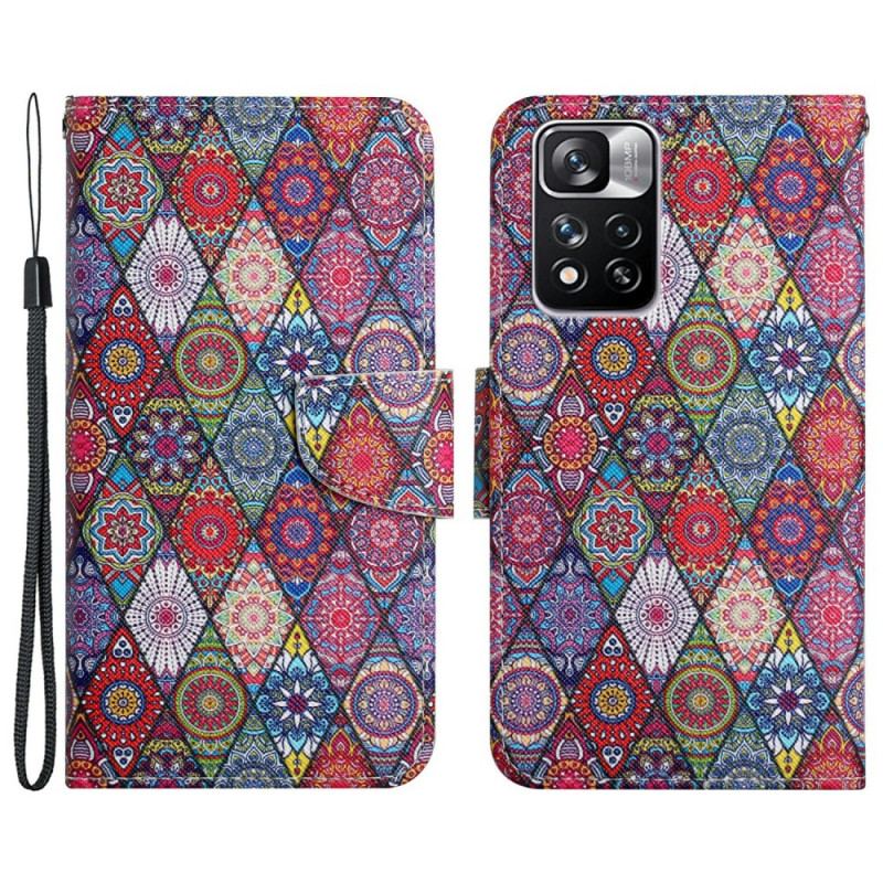 Capa Flip Para Xiaomi Redmi Note 11 Pro Plus 5G Padrão De Tapeçaria