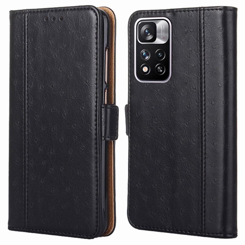 Capa Flip Para Xiaomi Redmi Note 11 Pro Plus 5G Textura De Pele De Avestruz