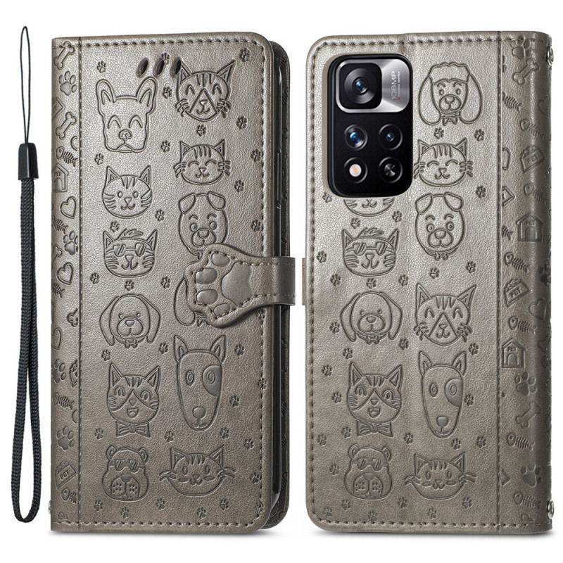 Capa Folio Para Xiaomi Redmi Note 11 Pro Plus 5G Animais Animados