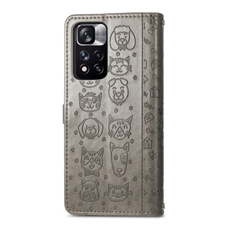 Capa Folio Para Xiaomi Redmi Note 11 Pro Plus 5G Animais Animados