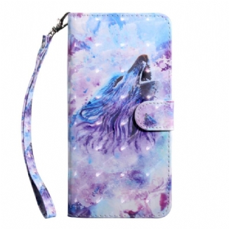 Capa Folio Para Xiaomi Redmi Note 11 Pro Plus 5G Aquarela Lobo