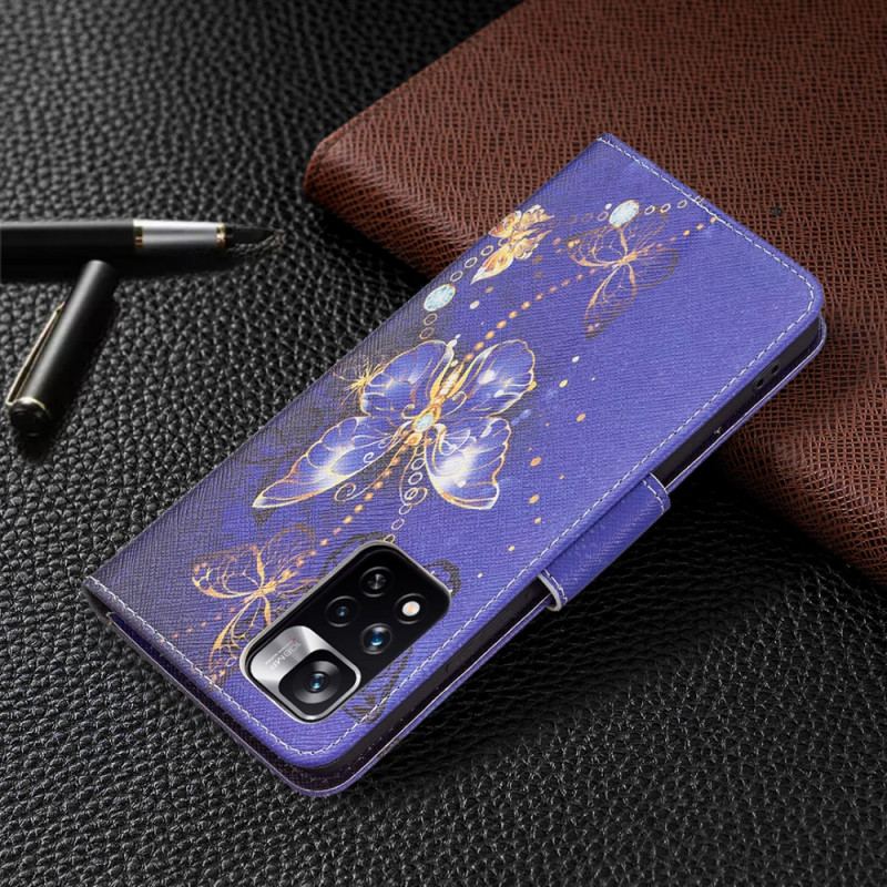 Capa Folio Para Xiaomi Redmi Note 11 Pro Plus 5G Borboletas Da Noite