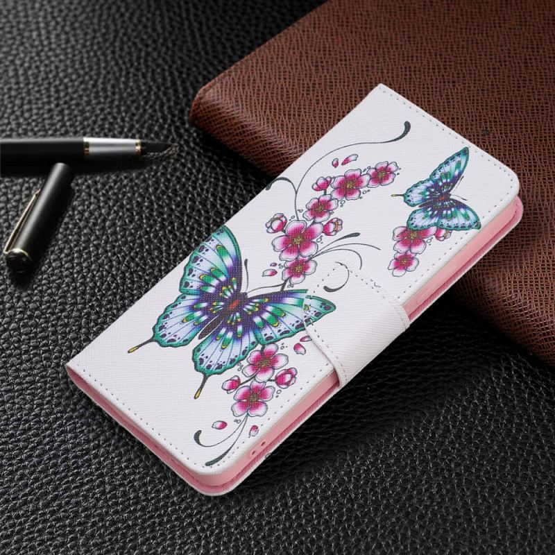 Capa Folio Para Xiaomi Redmi Note 11 Pro Plus 5G Borboletas De Estilo