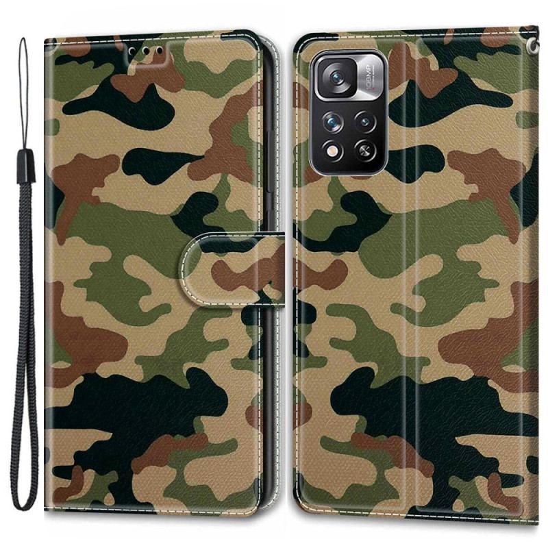 Capa Folio Para Xiaomi Redmi Note 11 Pro Plus 5G Camuflagem Militar