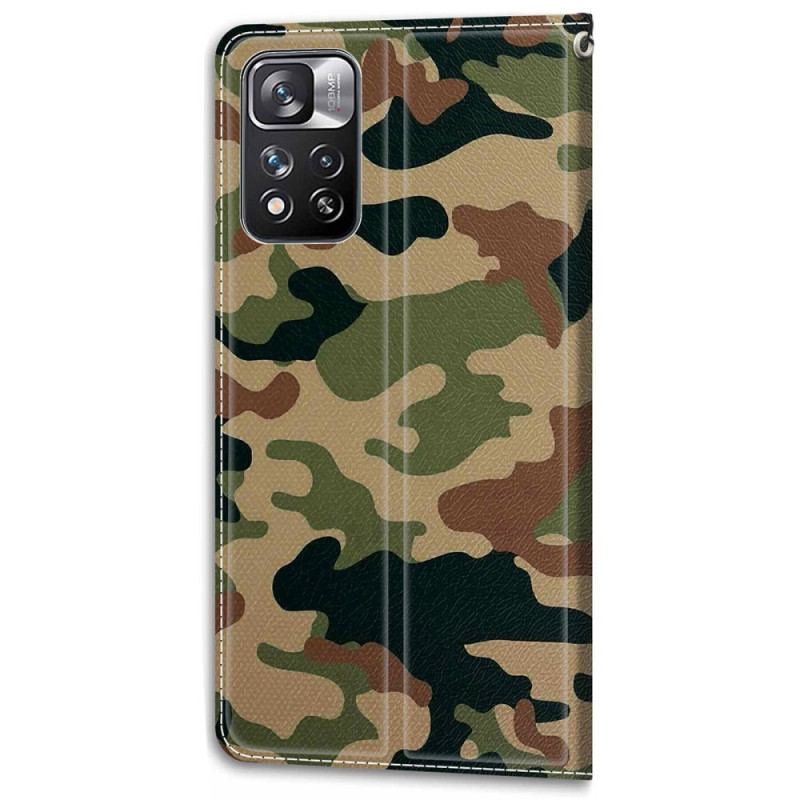 Capa Folio Para Xiaomi Redmi Note 11 Pro Plus 5G Camuflagem Militar