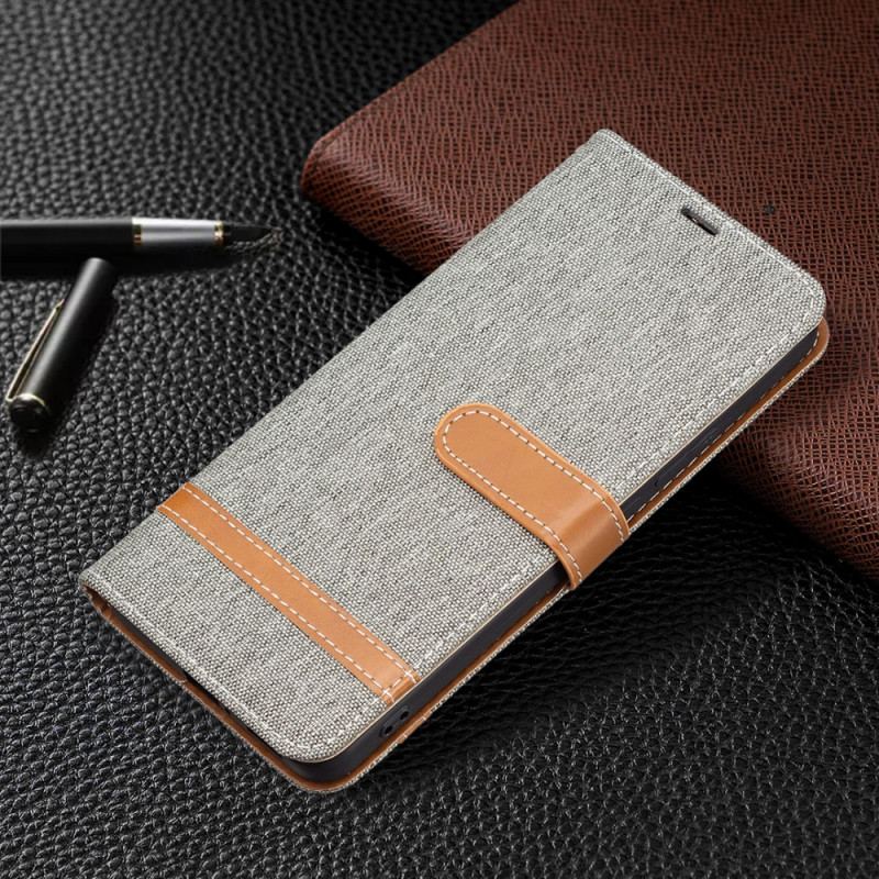 Capa Folio Para Xiaomi Redmi Note 11 Pro Plus 5G De Cordão Correia Efeito Tecido E Couro