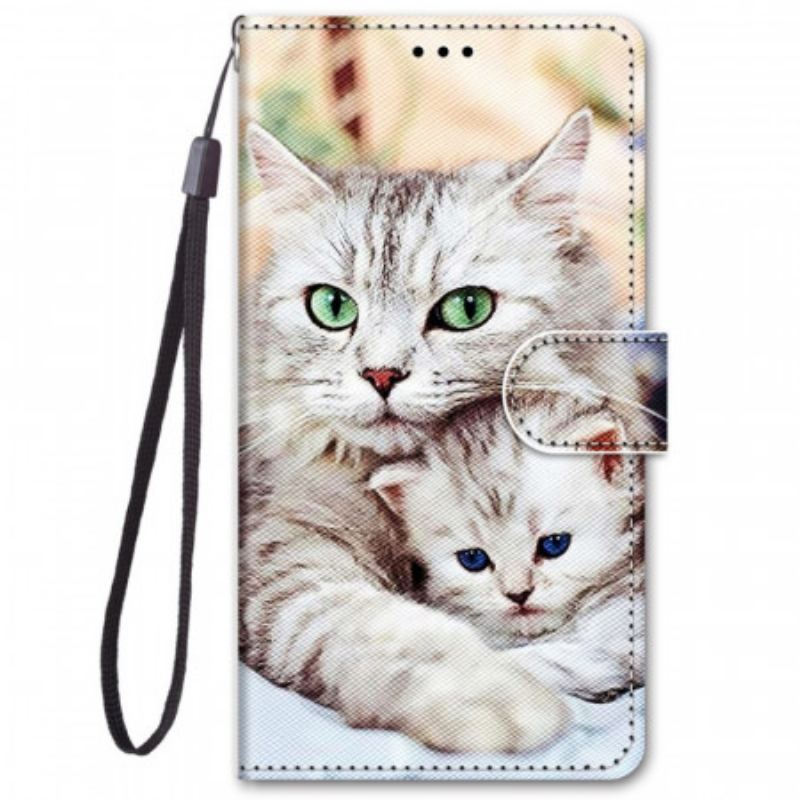 Capa Folio Para Xiaomi Redmi Note 11 Pro Plus 5G Família De Gatos